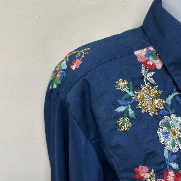 Vintage TruWest Rockmount Ranch Wear Embroidered Snap Women's Shirt Fit L/XL - Picture 3 of 11